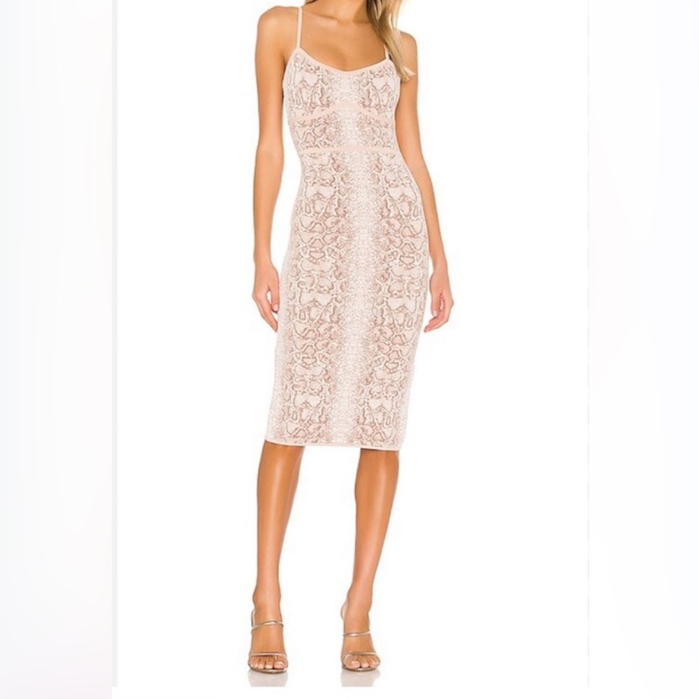 BCBGMaxAzria Blush-Tan Snake-Print bodycon dress Sz S NWT Fair Offers Welcome